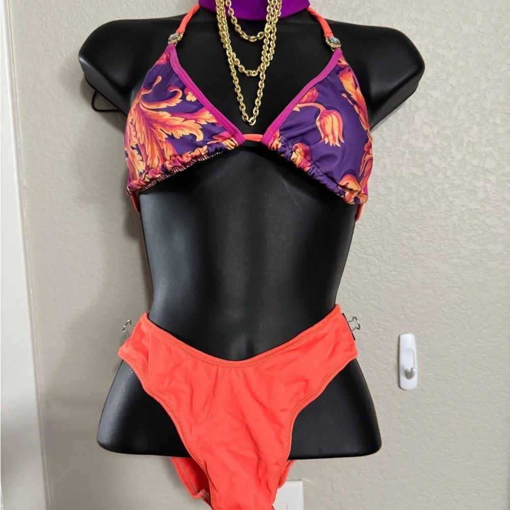 Queen Blue Swim Vibrant Orange and Purple Bikini
